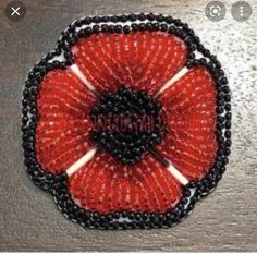 Poppy Brooches, Seed Beading, Ecru Color