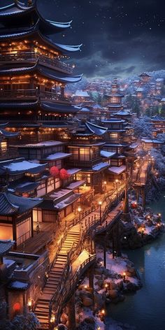 Japanese Fantasy City, Fantasy Chinese City, Fantasy Landscape Japanese, Asian Kingdom Fantasy Art, Fantasy Asian Landscape, Ancient Chinese City Fantasy Art, Home Decorations Ideas, Future Buildings, Japan Architecture