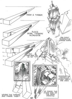 an architectural drawing shows how the building would look in different directions, with instructions for each section