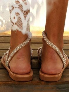 Lasaky - Elegant Ivory Beaded Bridal Sandals - Chic Bohemian Wedding Shoes Summer Wedding Shoes With Rhinestones, Closed Toe, Summer Wedding Shoes With Rhinestones And Closed Toe, Embellished Round Toe Wedding Shoes For Summer, Embellished Round Toe Summer Wedding Shoes, Summer Wedding Shoes With Rhinestones And Round Toe, Summer Wedding Shoes With Rhinestones, Embellished Sandals For Wedding In Spring, Embellished Sandals For Spring Wedding, Spring Wedding Beaded Sandals