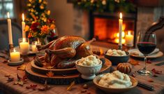 a turkey sitting on top of a wooden table