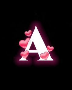 the letter a is surrounded by hearts