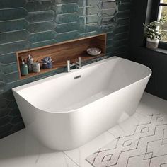 The White Space D-Shape 1700 x 800 Freestanding Bath - Unbeatable Bathrooms D Shaped Bath, Afro Bohemian, Bathroom Freestanding, Built In Bath, Loft Bathroom, Attic Bathroom, Back To Wall Bath