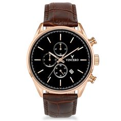 Men's Chronograph - Rose Gold Watch – Vincero Watches Vincero Watches, Skeleton Watches, Leather Watch Band, Modern Watches, Luxury Timepieces, Watches Unique, Leather Watch Bands, Mens Luxury, Mens Gold