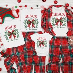 Jesus Is The Reason Christmas Shirt, Family Christmas Sweatshirt, Christmas Family Matching Shirts, Christmas Coquette T-Shirt TSHIRT INFO: ☁️ 100% cotton ✅ Loose fit 🧶 Sewn-in label 👌 Runs true to size DESIGN INFO: ▪️ Design is being implemented as DTF Technologies ▪️ There may at times be a slight difference between real and perceived colors of an item due to the nature of an item or resolution of a screen. CARE INSTRUCTIONS: ▪️ Wash inside out in cold water ▪️ Hang dry or dry on low heat, h Family Matching Christmas Shirt With Letter Print, Matching Christmas Cotton Tops, Family Matching White Christmas Tops, Matching Cotton Christmas Tops, Family Matching White Tops For Christmas, Matching Cotton Tops For Christmas, Cotton Christmas Shirt For Holiday, Christmas Cotton Holiday Shirt, Festive Christmas Cotton Shirt