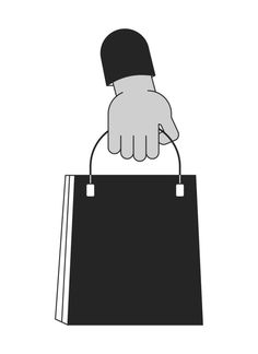 Holding branded paper bag cartoon human hand outline illustration. Carrying shopping bag 2D isolated black and white vector image. Sales clothing store packaging flat monochromatic drawing clip art Monochromatic Drawing, Hand Outline, Art Advertisement, Cartoon Human, Outline Illustration, Bag Cartoon, Human Hand, Art Art