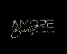 the words'more beauty by angel raine on a black background with sparkles