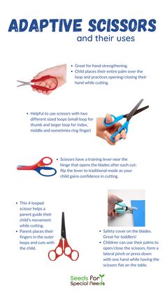 Using Scissors Activities, Adaptive Teaching, Adaptive Scissors, Intervention Classroom, Adaptive Tools, Elementary Art Classroom, Occupational Therapy Assistant