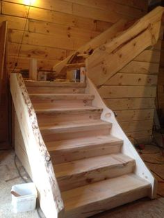 the stairs are made out of wood and ready to be installed