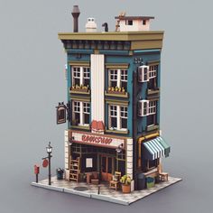 an image of a building that looks like it is made out of legos and paper