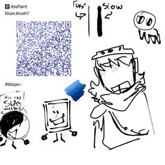 an image of a cartoon character with a qr code in the background and another drawing of a man