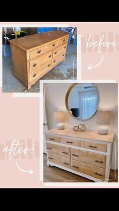 the before and afters of an old dresser