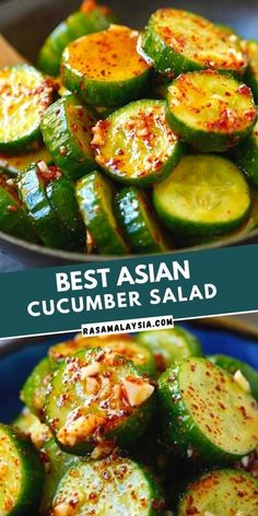 Asian Side Dishes, Asian Cucumber Salad, Asian Dinner Recipes, Asian Dinners, Asian Spices, Resep Salad, Cucumber Recipes Salad, Cucumber Recipes, Think Food