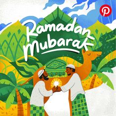 two men are shaking hands in front of a poster for rama mubarat's festival