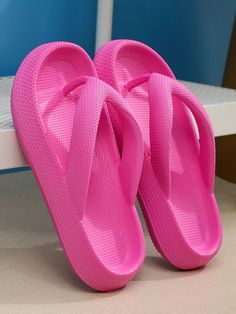 Fashionable Flip Flops For Women, Texture Embossed EVA Indoor Slippers Hot Pink Fashionable        Women Shoes, size features are:Bust: ,Length: ,Sleeve Length: Hot Pink Flip Flops, Flip Flops For Women, Pink Flip Flops, Indoor Slippers, Flip Flops Style, Pink Collar, Pink Collars, Casual Slippers, Womens Tie