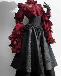 Menacing Pose Reference, Red Gothic, Gaun Fashion, Boned Corsets, Old Fashion Dresses, Fashion Inspiration Design, Gothic Outfits