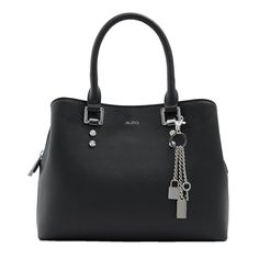 Now conveniently stash your go-to essentials in this stylish Aldo Legoirii satchel. Crafted of durable shell, this bag features dual top handles, spacious compartment with top zip closure, interior divided compartment with magnetic button closure, one interior zipper pocket, shimmering silver-tone hardware accents, signature logo print at the front and detachable adjustable shoulder strap. | Aldo Women's Legoirii Satchel in Black NODIM On-the-go Satchel With Double Handle, Top Handle Satchel With Zipper Closure For Shopping, Top Handle Satchel With Zipper For Daily Use, Everyday Top Handle Satchel With Zipper, Top Handle Satchel With Zipper Closure For Daily Use, Everyday Top Handle Satchel With Zipper Closure, Office Satchel With Zipper Closure And Double Handle, Office Satchel With Double Handle And Zipper Closure, Top Handle Satchel With Zipper For Office