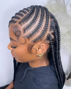 One more time for these braids 🔥 My muse @christinenajair ‘s profile is absolutely stunning 😍 Style: freestyle small feedin braids +… | Instagram Feedin Braids With Knotless In The Back, 2024 Hair Braids For Black Women, Feedin Braids Hairstyles, Braids To A Ponytail, 10 Feed In Braids, Cornrow Braided Hairstyles, Freestyle Cornrows Braids, Black Women Braids Hairstyles, Small Feed In Braids