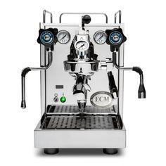 an espresso machine is shown on a white background