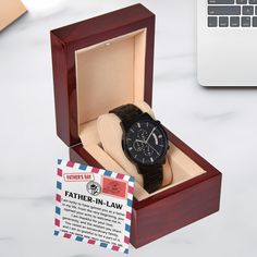 🎉👔Celebrate your Father-in-law with this handsome and durable gift: the Black Chronograph Watch with a heartfelt message," Father-in-law, I am lucky to have gained you as a father in my life. From the very beginning, you opened your arms to welcome me in. I am thankful for your love, generosity, and the wisdom you share. You raised an extraordinary family, and I am so grateful to be a part of it. I hope you know how truly special you are." Whether for his birthday, Christmas, or Father’s Day, Valentine's Day Gift Watch With Round Dial, Stainless Steel Chronograph Watch Gift, Stainless Steel Chronograph Watch As Gift, Stainless Steel Chronograph Watch With Round Dial For Gifts, Valentine's Day Gift Watches, Father's Day Gift Stainless Steel Watch, Father's Day Stainless Steel Watch Gift, Stainless Steel Watch As Father's Day Gift, Stainless Steel Watches For Father's Day Gift