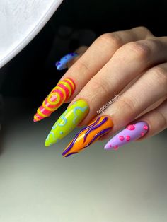 Nail Designs Funky, Acrylic Nail Art Ideas, Funky Nail Designs, Sassy Nails, Work Nails