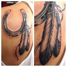 cintas Horse Shoe Tattoo, Shoe Tattoos, Country Tattoos, Western Tattoos, Horse Tattoo, An Arrow, Feather Tattoos