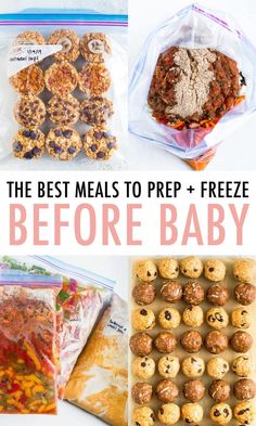 the best meals to prep and freeze before baby are in bags, including muffins,