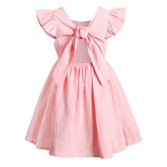 Baby girl Spring Summer dress outfit, crew neck, fly sleeves, backless, adjustable straps at the back, solid dress. The green and pink girls' casual dress set is made of high-quality cotton and linen material, which is soft and comfortable. Party dress clothes for 18-24 months, 2-3 years old, 4-5 years old, and 6-7 years old girl kid. Younger Tree focuses on baby clothes, strives to provide comfortable wearing experience for children. Size: 2-3T.  Gender: female.  Age Group: infant. Pelvic Workout, Pink Toddler Dress, Baby Clothes Country, Toddler Summer Outfits, Baptism Dress Baby Girl, Rustic Dresses, Girls Short Dresses, Girls Dress Outfits, Girl Kid