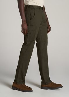 About Our Stretch Twill Cargo Pants Introducing our cargo pants, because it's about time clothes for tall men included this functional style. Built specifically with height in mind, these classic cargo pants for tall men are made from durable twill. We’ve added a hint of stretch so they’ll move with you, from the workshop to walking the dog. Plenty of pockets provide traditional cargo-carrying storage, like the back welt pocket and side patch pockets with flaps to keep your goods secure. Our ext Tall Cargo Pants, Slim Fit Cargo Pants, Time Clothes, Home Stretch, Functional Style, Tall Men, Denim Button Down, About Time, Slim Pants