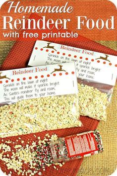 homemade reindeer food with free printable tags