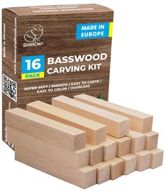 the wooden carving kit includes 16 pieces of wood, including one piece of plywood