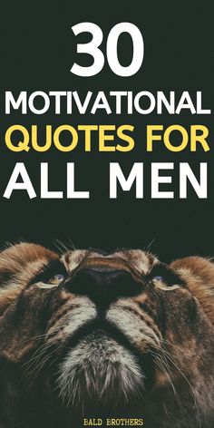 a lion with the words 30 motivational quotes for all men on it's face