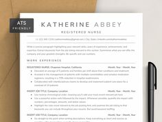 a professional nurse resume is shown on top of a piece of paper