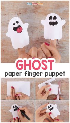 ghost paper finger puppets for kids to make