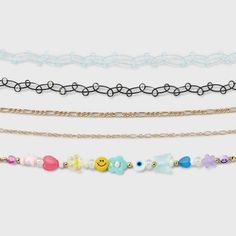 Girls' 5pk Rainbow Icons Necklace Set - art class™ Trendy Multicolor Adjustable Charm Necklaces, Trendy Multicolor Charm Necklaces With Adjustable Chain, Trendy Multicolor Charm Necklace With Adjustable Chain, Trendy Adjustable Charm Necklace With Delicate Chain, Trendy Charm Necklace With Adjustable Chain, Art Class, Easy Wear, Art Classes, Fashion Set