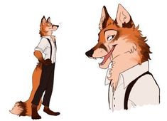 a fox and a man are standing next to each other