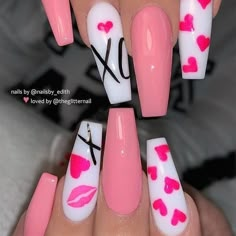 Nails Heart, Kiss Nails, Ballerina Nails, Nails Pink