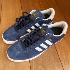 New Without Box Regular Fit Lace Closure Suede Upper Adituff Toe Adiprene Sockliner Eva Midsole Rubber Outsole Blue Skate Shoes With Three Stripes And Round Toe, Blue Three Stripes Skate Shoes With Round Toe, Navy Man, Shoes Adidas, Blue Adidas, Skate Shoes, Lace Closure, Adidas Shoes, Adidas Men