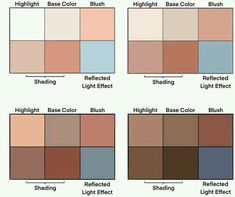 different shades of light and shade for the same color scheme, including brown, blue, red