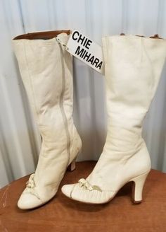 1920 Heels, 1920s Heels, White Leather Boots, 20 Year Old, Old Boots, Shopping Trip, Leather Cover, White Leather, Dream Closet