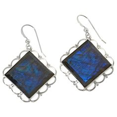 Jay King Sterling Silver Labradorite Drop Earrings  Shimmery square-cut labradorite and silver filigree frames give these handcrafted earrings a sophisticated, natural elegance that's easy to dress up or down. From Jay King.        Approx. 1-3/4"L x 1-1/8"W     Stamped .925     Pierced with wire backs     Earring drops have square-cut labradorite stones bezel-set in open, scallop-edged frames   Stone Information       All sizes and weights approximate     Stabilized Labradorite - Square (19x19mm Elegant Nickel-free Labradorite Earrings, Elegant Labradorite Drop Earrings, Elegant Handmade Labradorite Earrings, Elegant Labradorite Dangle Earrings, Elegant Labradorite Jewelry For Pierced Ears, Handmade Elegant Square Earrings, Elegant Nickel-free Square Pendant Earrings, Elegant Nickel Free Square Pendant Earrings, Elegant Square Nickel-free Earrings