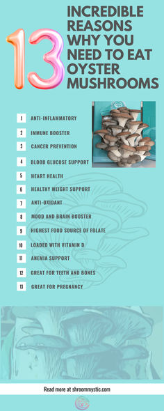 an info sheet for the 13 incredible ways to eat mushrooms