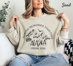 Alaska Cruise 2024 Sweatshirt, Alaska Sweater, Alaska Crewneck , Cruise Sweater, Unisex Crewneck Sweater Ideal for any situation, a unisex heavy blend crewneck sweatshirt is pure comfort. Garments are made from polyester and cotton. This combination helps designs come out looking fresh and beautiful. The collar is ribbed knit, so it retains its shape even after washing. There are no itchy side seams on these sweaters. - 50% Cotton 50% Polyester - Medium-heavy fabric (8.0 oz/yd² (271.25 g/m - Cla Alaska Cruise, Crewneck Sweater, Heavy Fabric, Crew Neck Sweater, Alaska, Crewneck Sweatshirt, Sweat Shirt, Favorite Outfit, Printed Shirts