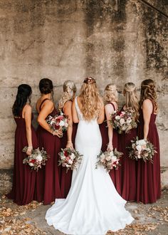 Burgundy Bridesmaid Dresses Winter Wedding, Burgundy And Cream Bridesmaid Dresses, Bordeaux Bridesmaids Dresses, Bridesmaid Dresses Marron, Burgandy Bridesmaids Dresses Fall, Bridesmaids Burgundy Dresses, Burgundy Veil Wedding, Burgandy Western Wedding, Beige Burgundy Wedding