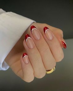 Red Cateye French Press on Nails - Etsy Red Christmas Nails, Cute Christmas Nails, Christmas Nails Easy, Christmas Gel Nails, Her Nails, Christmas Nails Acrylic, Thanksgiving Nails, Festival Nails