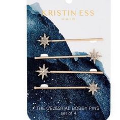 Nwt, Kristin Ess Hair Celestial Bobby Pins, 4 Count Gold Tone Metal With Crystal Embellishments Brand New In Original Packaging Bundle To Save On Shipping/Quick Shipping Feel Free To Ask Questions/Make An Offer Packaged With Care All Beauty Products On My Page Are Brand New, Unused, Never Been Swatched, Thank You For Checking Out My Posh Closet Kristen Ess, Kristin Ess Hair, Dog Ears Headband, Hair Bobby Pins, Kristin Ess, Hair Extension Brands, Beaded Hair Pins, Redken Hair Products, Hair Comb Clips