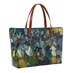 Step into the world of artistic brilliance with Vincent van Gogh's Les Arenes Tote Bag. Crafted to perfection, this tote bag showcases an intricate reproduction of van Gogh's iconic masterpiece "Les Arènes" (The Arenas). Every brushstroke and color nuance has been meticulously captured, allowing you to carry a piece of timeless art wherever you go.  More than just a stylish accessory, our Vincent van Gogh's Les Arenes Tote Bag is designed for everyday functionality. The high-quality canvas mater Van Gogh Famous Paintings, Art Van, Timeless Art, Vincent Van, Waterproof Fabric, Vincent Van Gogh, Stylish Accessories, Canvas Material, Van Gogh