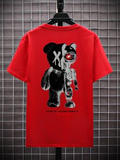 Men Bear & Slogan Graphic Tee Red Casual  Short Sleeve Fabric Slogan  Medium Stretch  Men Clothing, size features are:Bust: ,Length: ,Sleeve Length: Beer Slogans, Slogan Graphic Tee, Bts Shirt, Men Clothing, Online Fashion, All Fashion, Men's Clothing, Graphic Tee, Casual Shorts