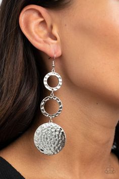 Blooming Baubles - Silver Earrings - Paparazzi Paparazzi Jewelry Images, Paparazzi Accessories Jewelry, Pink Jewels, Hammered Silver Ring, Fish Hook Earrings, Paparazzi Accessories, Chic Jewelry, Silver Bars, Paparazzi Jewelry