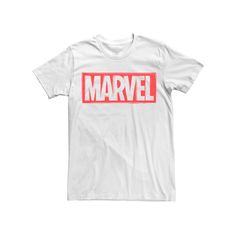 Add a heroric touch to your look with this men's Marvel logo tee. Add a heroric touch to your look with this men's Marvel logo tee. Crewneck Short sleevesFABRIC & CARE Cotton Machine wash Imported Color: White. Gender: male. Age Group: adult. White Graphic Tee With Front Logo, Graphic Tee With Front Logo, Graphic Tee T-shirt With Front Logo, Superhero Fashion, Marvel Logo, Logo Tee, Big & Tall, Logo Tees, Age Group